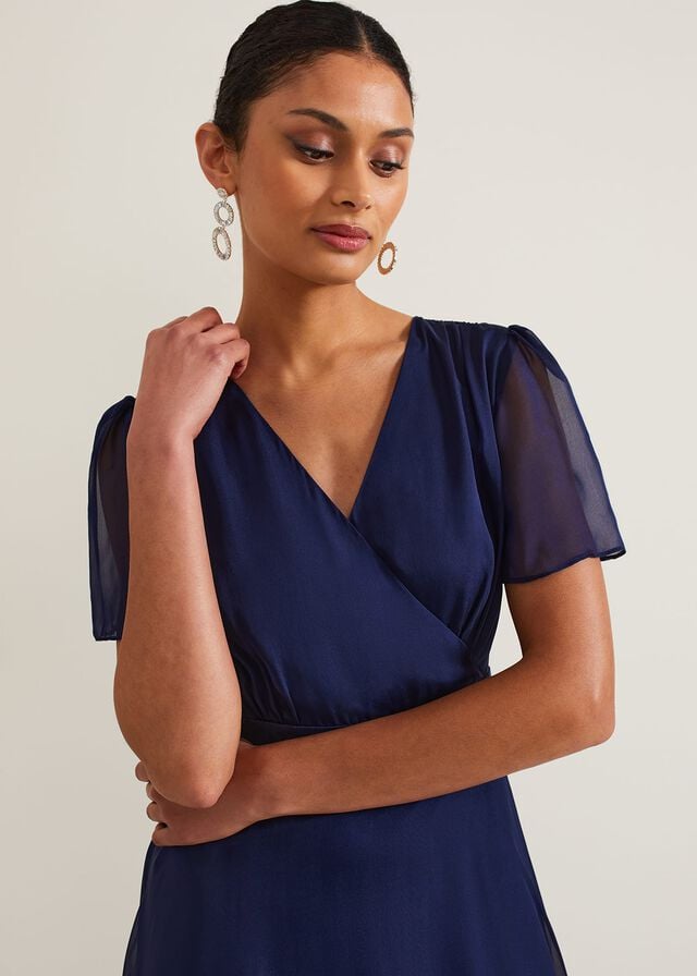 Navy Phase Eight Arwen Silk Dress | 4932CRFVZ