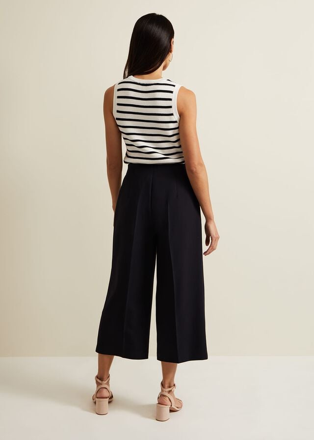 Navy Phase Eight Aubrielle Clean Crepe Culotte Trousers | 5370FMEPK