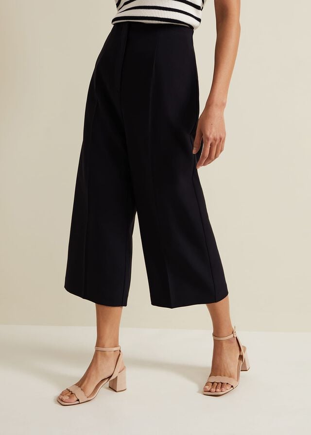 Navy Phase Eight Aubrielle Clean Crepe Culotte Trousers | 5370FMEPK