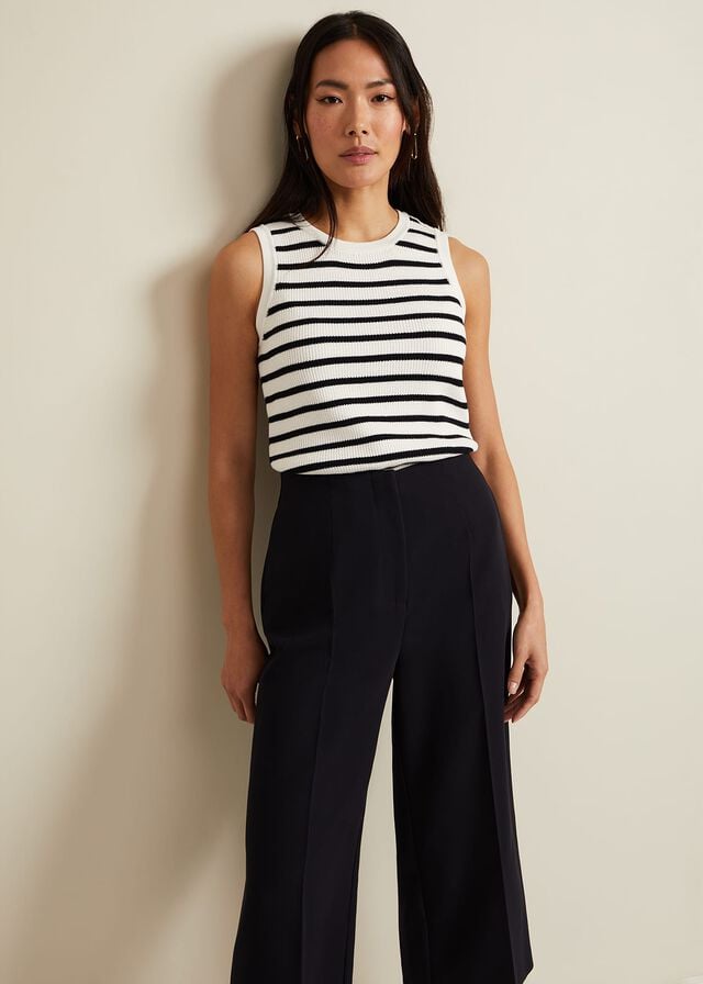 Navy Phase Eight Aubrielle Clean Crepe Culotte Trousers | 5370FMEPK