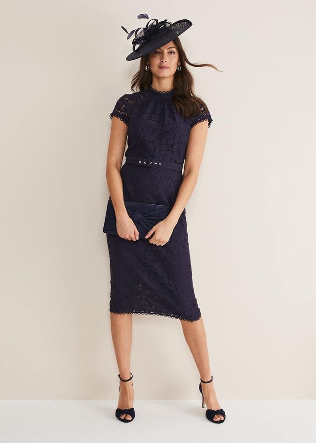 Navy Phase Eight Aurora Lace Dress | 0376XUQBC