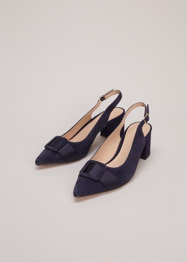 Navy Phase Eight Blue Suede Slingback Heels | 1803MGWXF