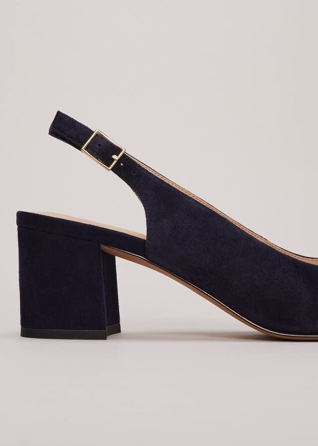 Navy Phase Eight Blue Suede Slingback Heels | 1803MGWXF