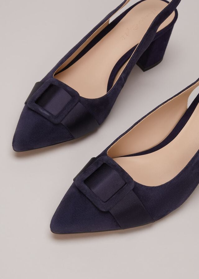 Navy Phase Eight Blue Suede Slingback Heels | 1803MGWXF