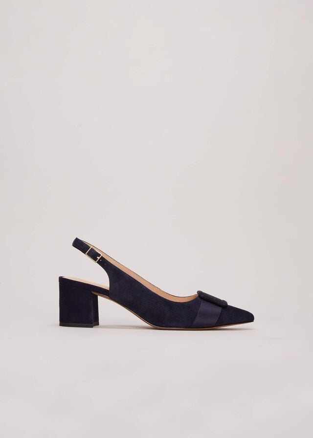 Navy Phase Eight Blue Suede Slingback Heels | 1803MGWXF