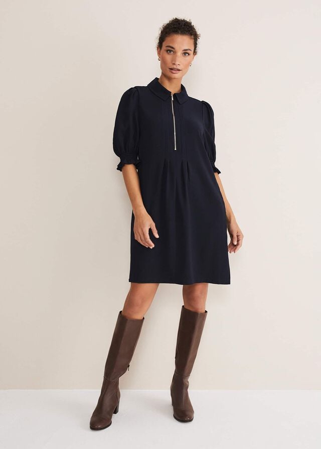 Navy Phase Eight Candice Zip Dress | 0524TGEDM