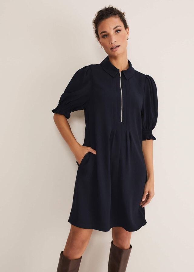 Navy Phase Eight Candice Zip Dress | 0524TGEDM