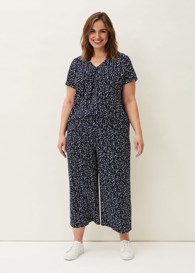 Navy Phase Eight Carin Spot Culottes Trousers | 3702SGPMB