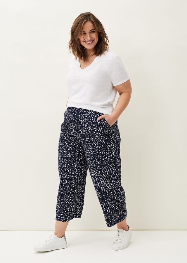 Navy Phase Eight Carin Spot Culottes Trousers | 3702SGPMB