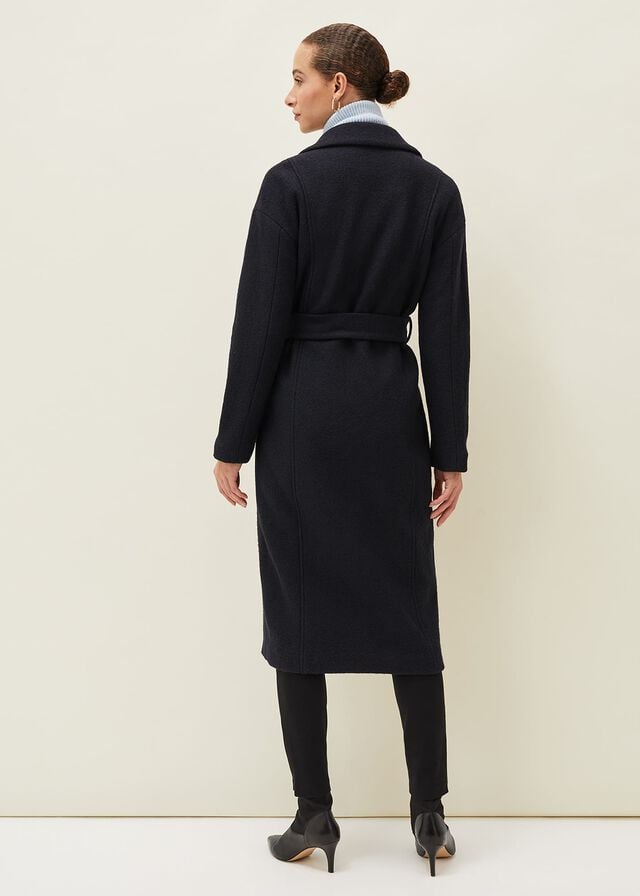 Navy Phase Eight Carlotta Wrap Wool Coats | 1493XGMPJ