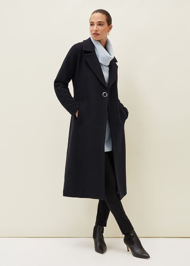 Navy Phase Eight Carlotta Wrap Wool Coats | 1493XGMPJ