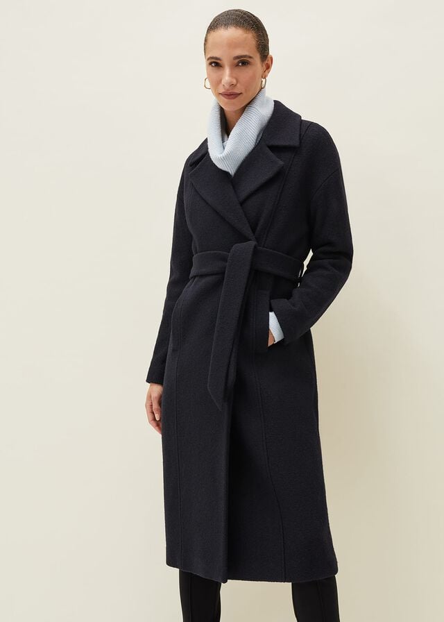 Navy Phase Eight Carlotta Wrap Wool Coats | 1493XGMPJ