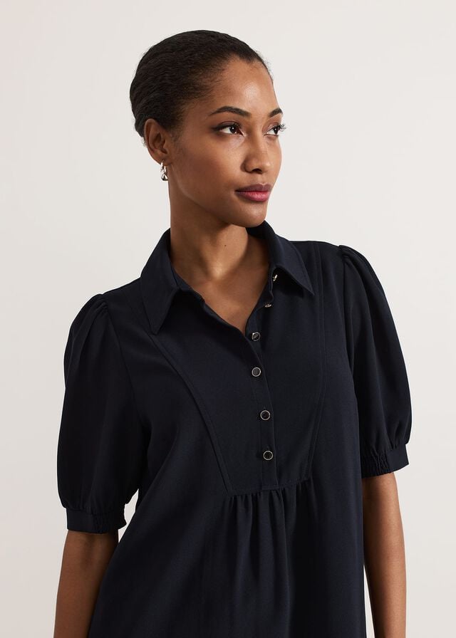 Navy Phase Eight Claudia Button Swing Dress | 5931MTCPQ