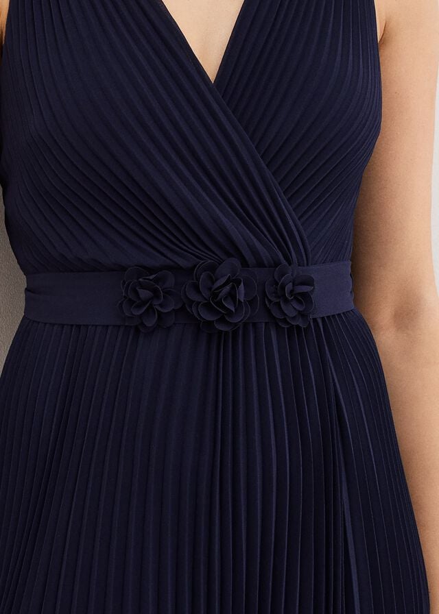 Navy Phase Eight Cressida Pleated Dress | 5126PWZJX