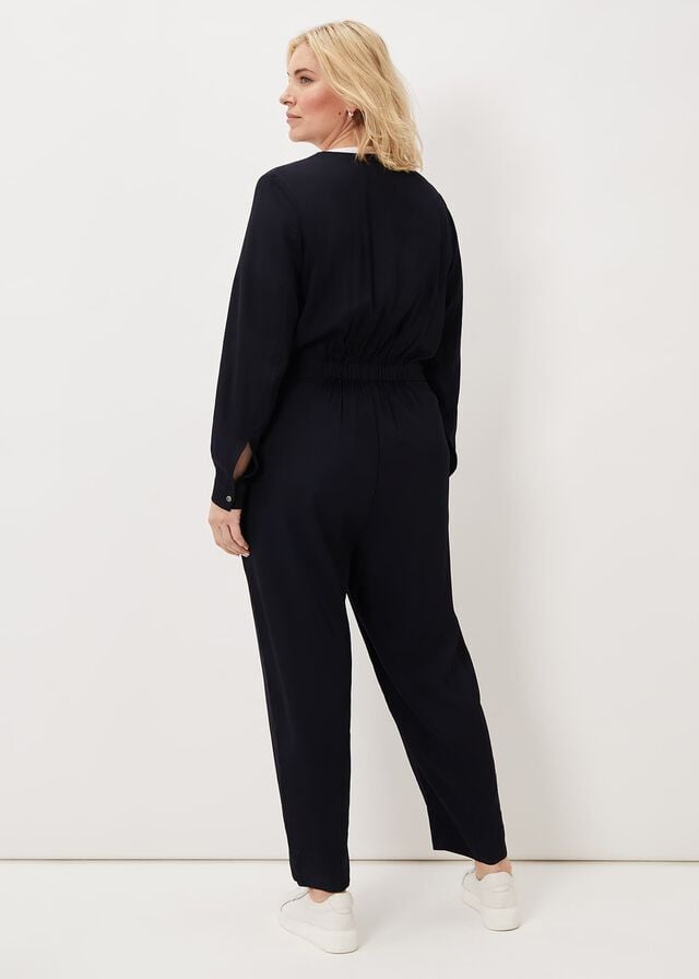 Navy Phase Eight Duna Zip Jumpsuit | 2703JZTOG