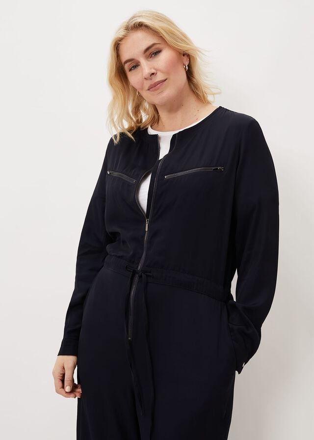 Navy Phase Eight Duna Zip Jumpsuit | 2703JZTOG