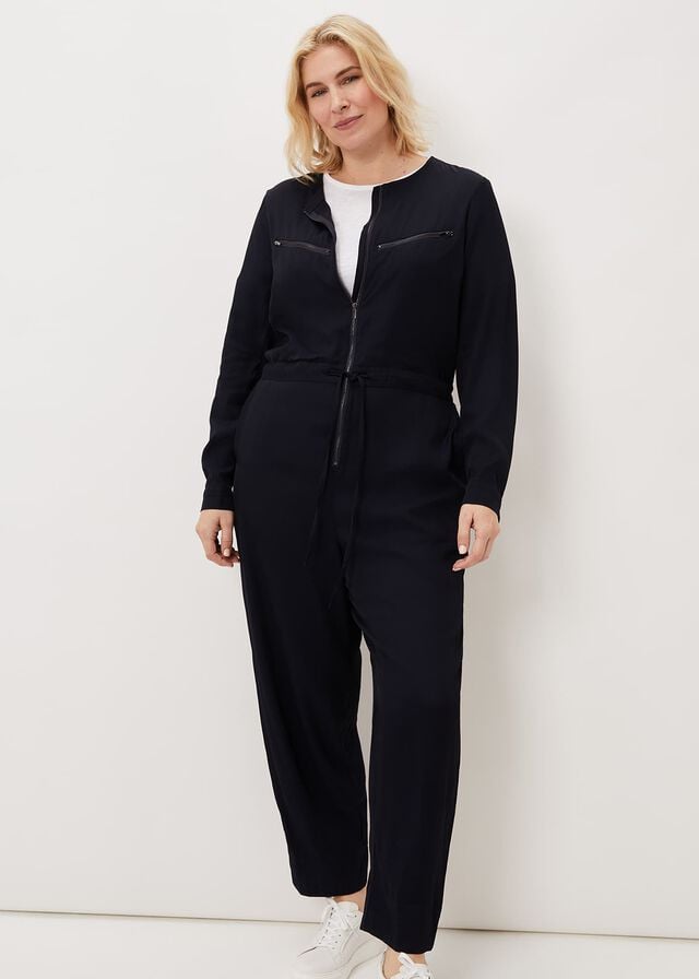 Navy Phase Eight Duna Zip Jumpsuit | 2703JZTOG