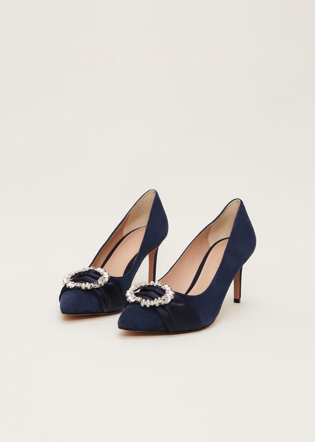 Navy Phase Eight Embellished Court Heels | 1943TNVSW