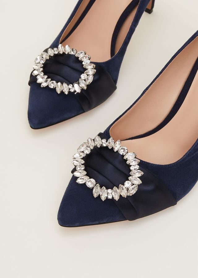 Navy Phase Eight Embellished Court Heels | 1943TNVSW