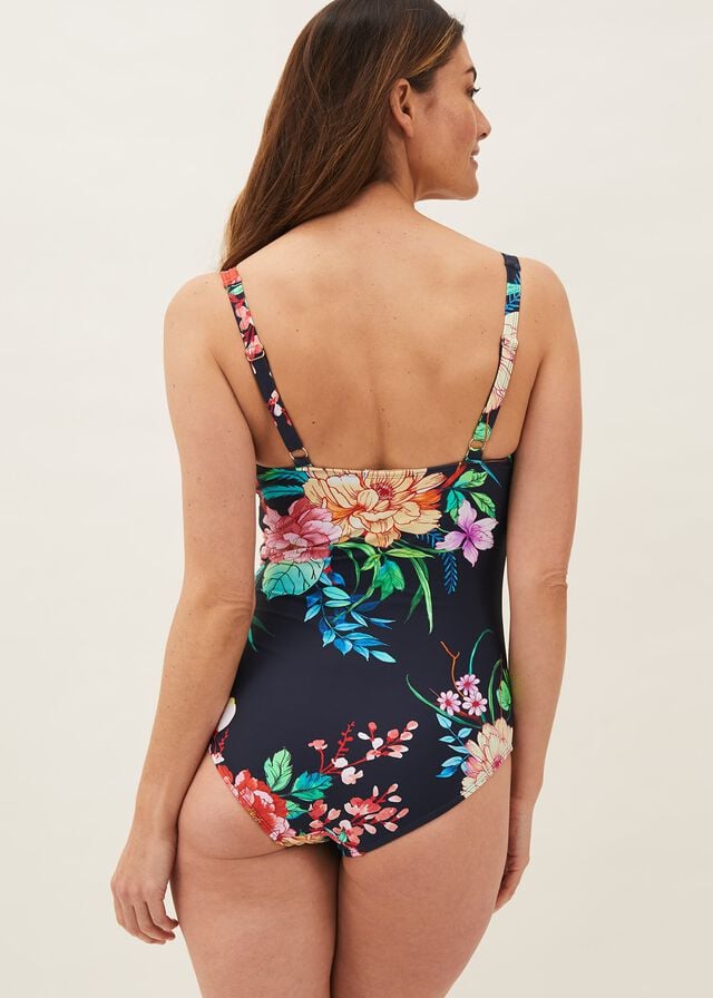 Navy Phase Eight Gabrielle Floral Swimwear | 4726HAYJI