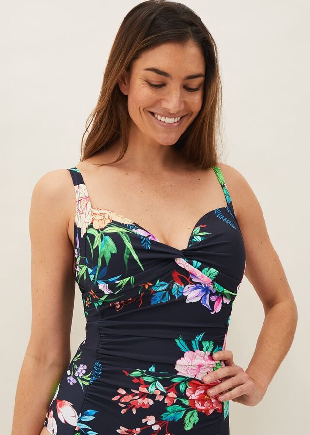 Navy Phase Eight Gabrielle Floral Swimwear | 4726HAYJI