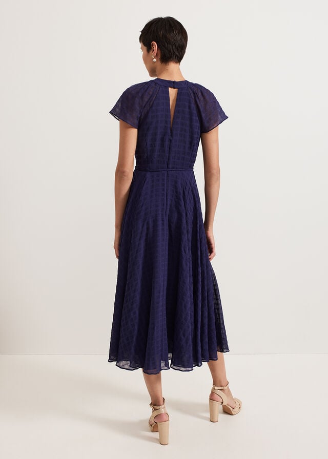 Navy Phase Eight Gwen Textured Dress | 4521LDWGH