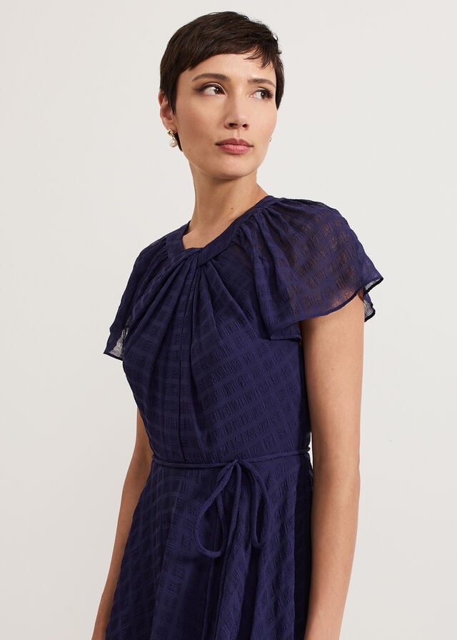 Navy Phase Eight Gwen Textured Dress | 4521LDWGH