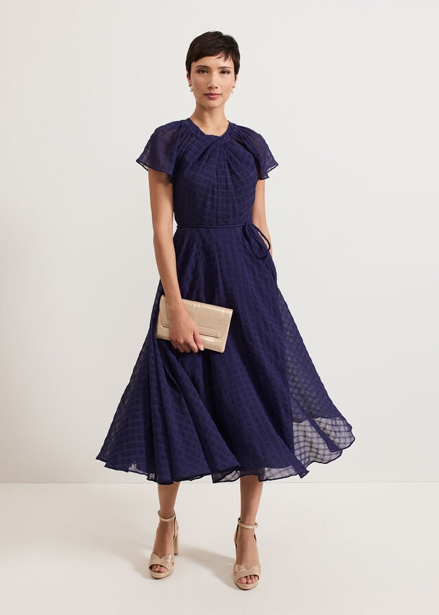 Navy Phase Eight Gwen Textured Dress | 4521LDWGH