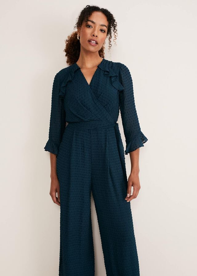 Navy Phase Eight Hattie Wrap Wide Leg Dress | 3715HIOXT