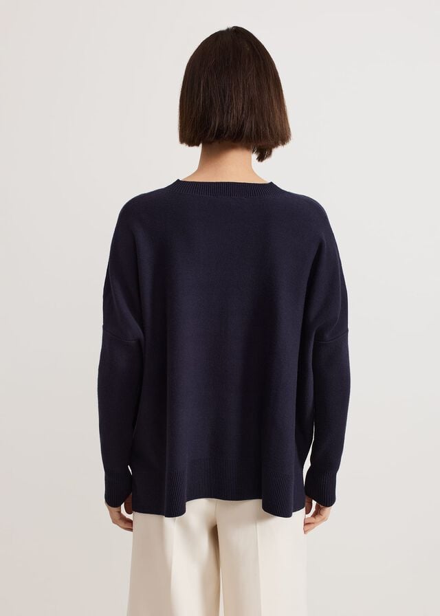 Navy Phase Eight Kara Square Boxy Knitwear | 3072GONBJ