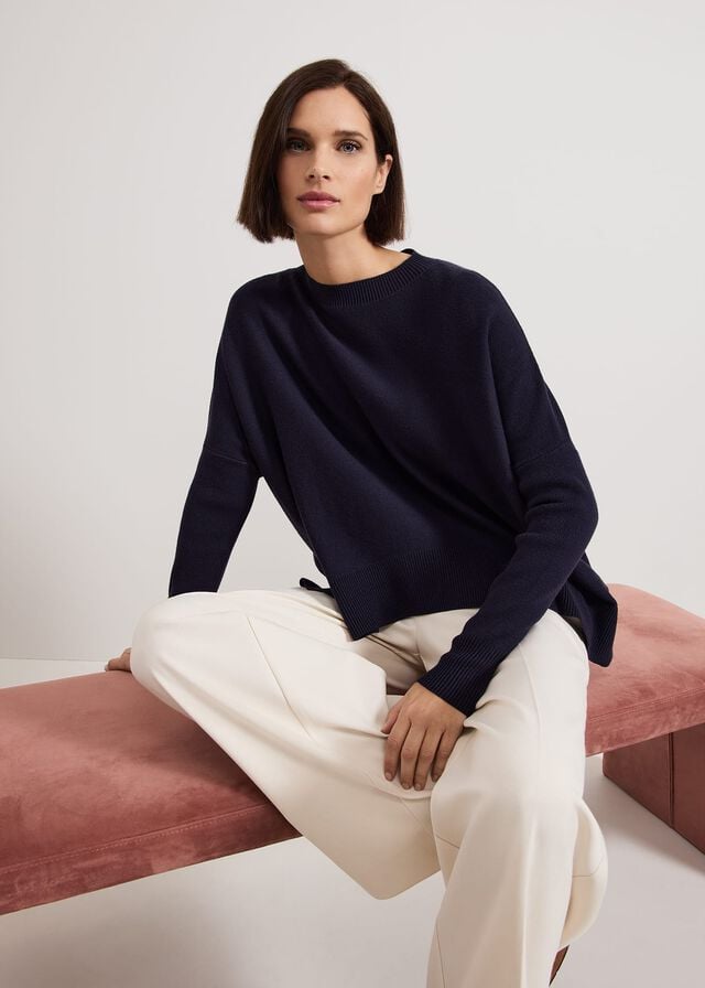 Navy Phase Eight Kara Square Boxy Knitwear | 3072GONBJ