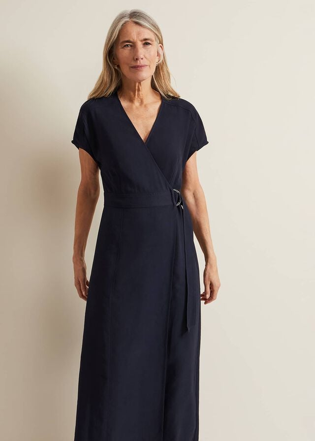 Navy Phase Eight Liv Wrap Dress | 8640XJYUI