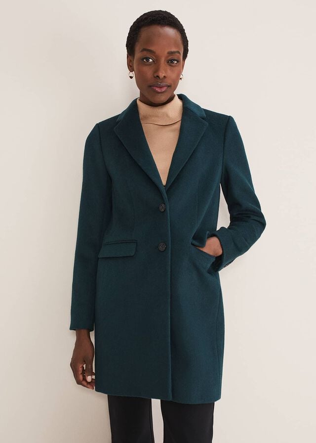 Navy Phase Eight Lydia Forest Wool Smart Coats | 4917ZITDN