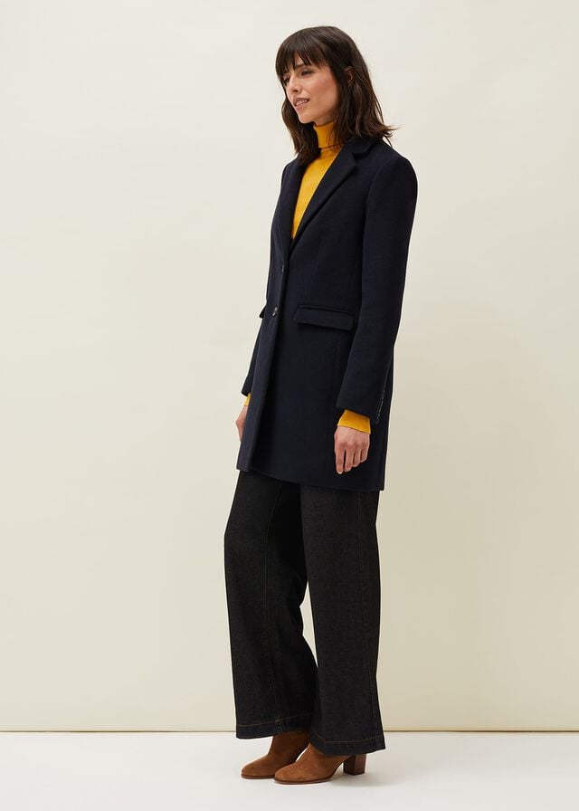 Navy Phase Eight Lydia Wool Smart Coats | 4021IJUWQ