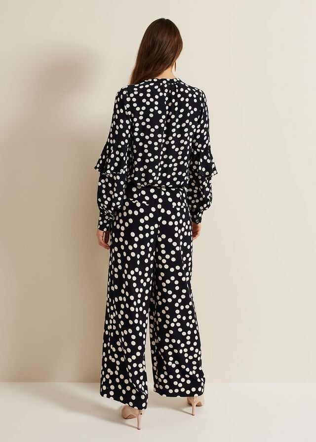 Navy Phase Eight Mairead Polka Dot Wide Leg Trousers | 8067XFHUY