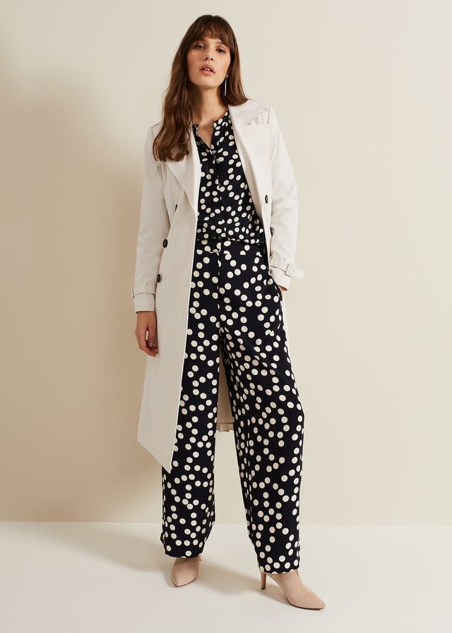 Navy Phase Eight Mairead Polka Dot Wide Leg Trousers | 8067XFHUY