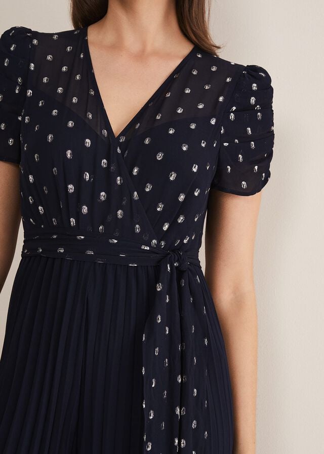 Navy Phase Eight Molli Spot Pleated Jumpsuit | 9147OQRML