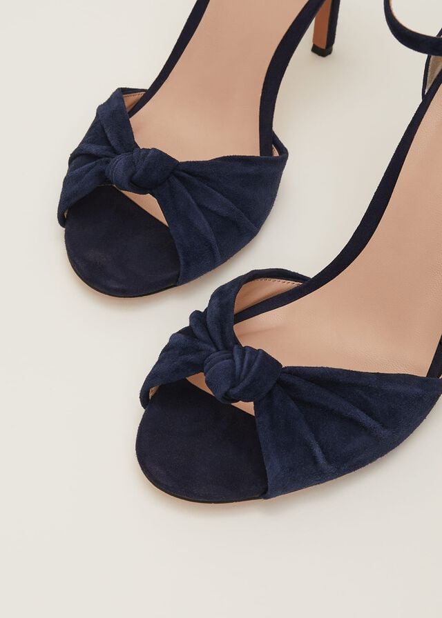 Navy Phase Eight Navy Suede Open Toe Heels | 2510LFIOU