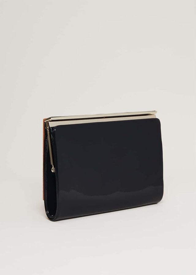 Navy Phase Eight Patent Open Slim Bags | 8053QEFVD