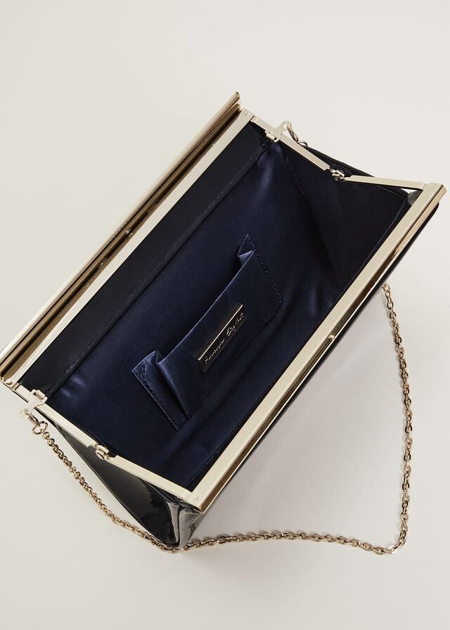 Navy Phase Eight Patent Open Slim Bags | 8053QEFVD