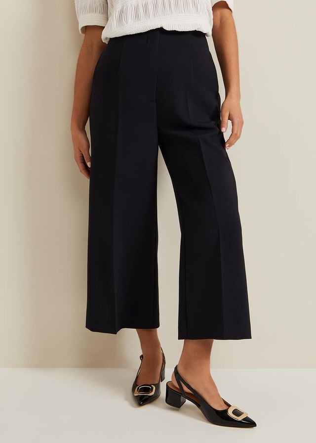 Navy Phase Eight Petite Aubrielle Clean Crepe Culottes Trousers | 7851BPCUG