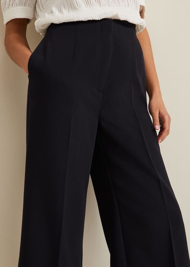 Navy Phase Eight Petite Aubrielle Clean Crepe Culottes Trousers | 7851BPCUG