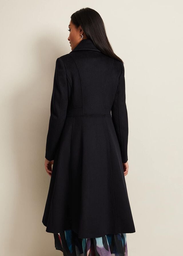 Navy Phase Eight Petite Sandra Wool Fit And Flare Coats | 3149ILYFT