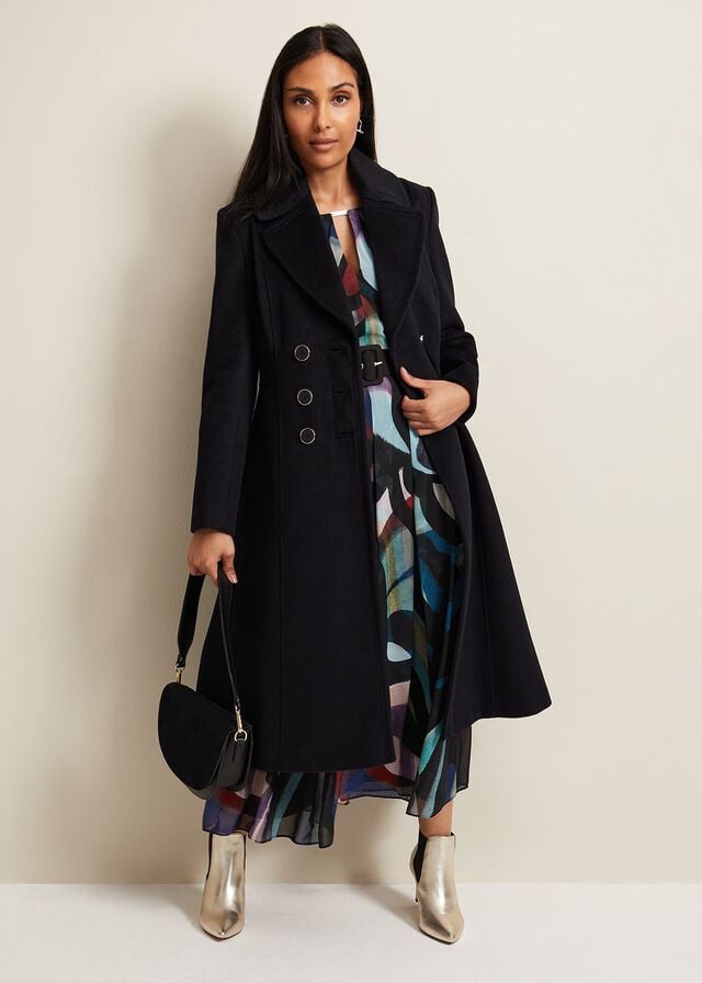 Navy Phase Eight Petite Sandra Wool Fit And Flare Coats | 3149ILYFT