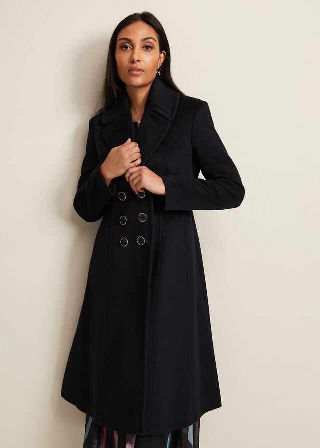 Navy Phase Eight Petite Sandra Wool Fit And Flare Coats | 3149ILYFT