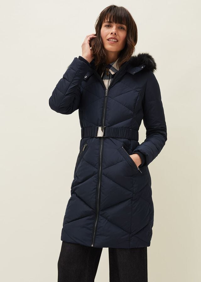 Navy Phase Eight Remi Diamond Puffer Coats | 7423PEWNQ