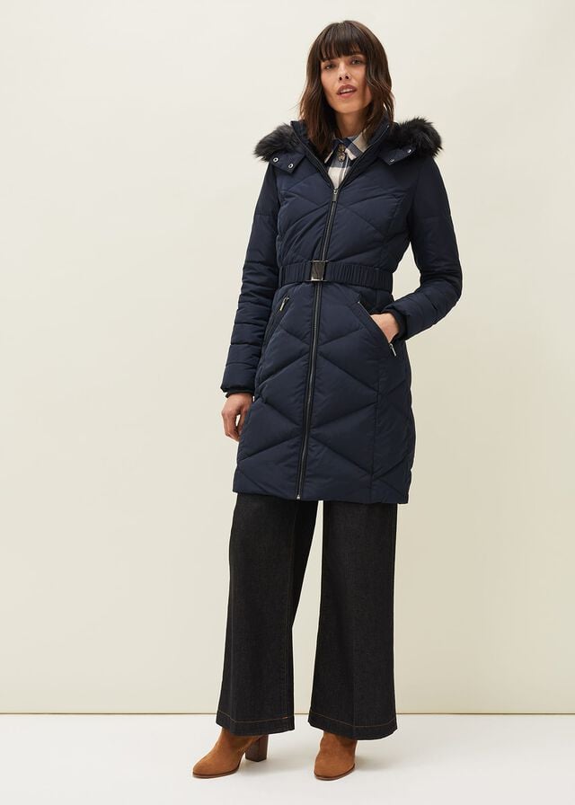 Navy Phase Eight Remi Diamond Puffer Coats | 7423PEWNQ