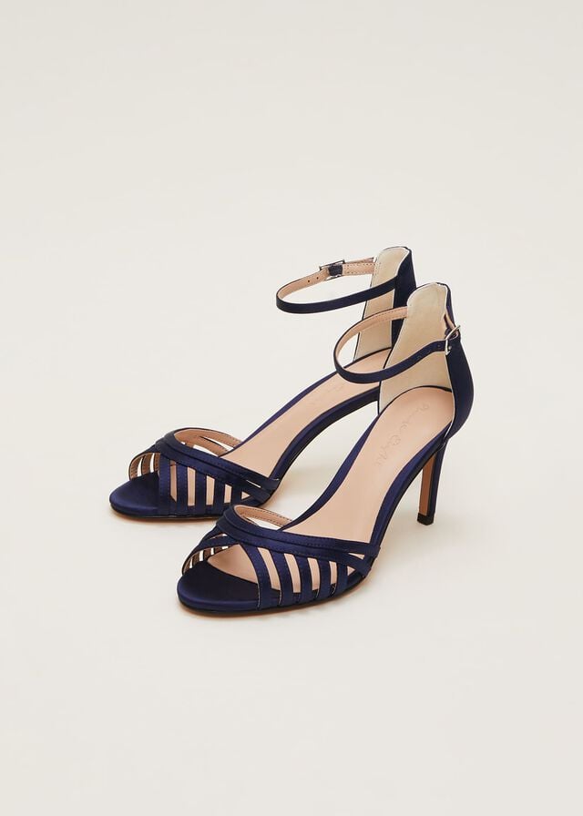 Navy Phase Eight Satin Strappyed Heels | 5648DYPNG