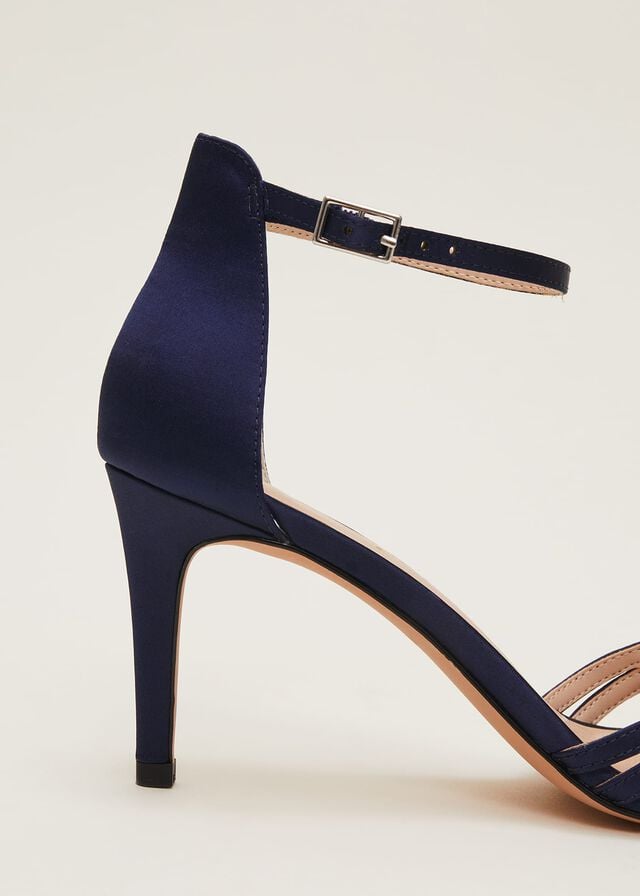 Navy Phase Eight Satin Strappyed Heels | 5648DYPNG