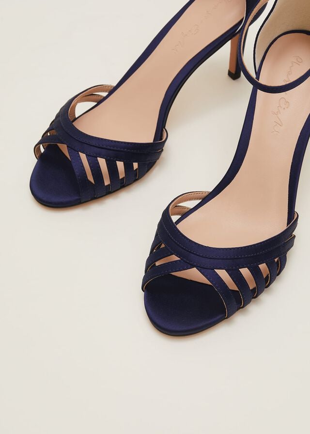 Navy Phase Eight Satin Strappyed Heels | 5648DYPNG